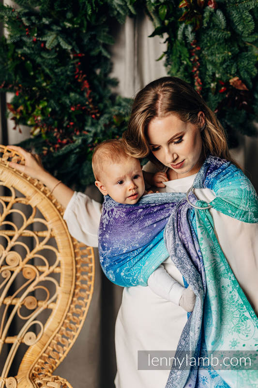 Ringsling, Jacquard Weave (100% cotton) - with gathered shoulder - SNOW QUEEN - CRYSTAL - standard 1.8m #babywearing
