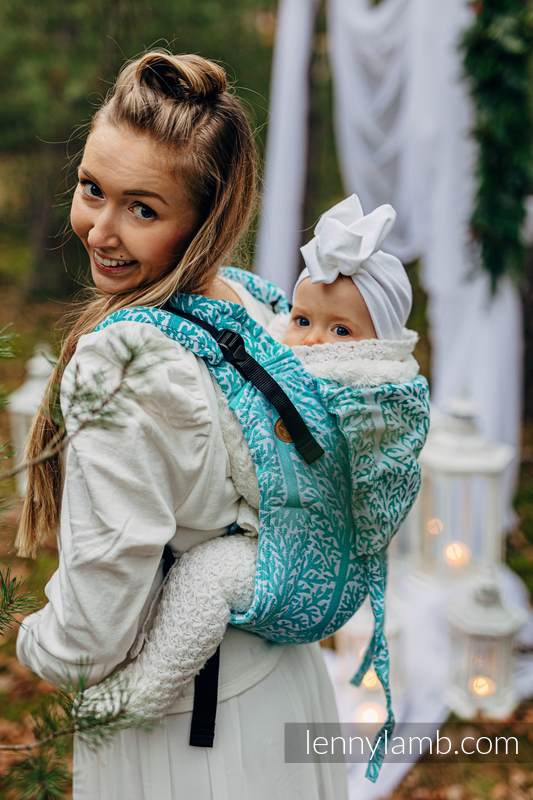 Onbuhimo de Lenny, taille toddler, jacquard (96% coton, 4% fil métallisé) - WOODLAND - FROST #babywearing