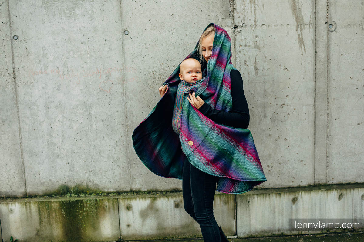 Langer Cardigan - Größe S/M - LITTLE HERRINGBONE IMPRESSION DARK #babywearing