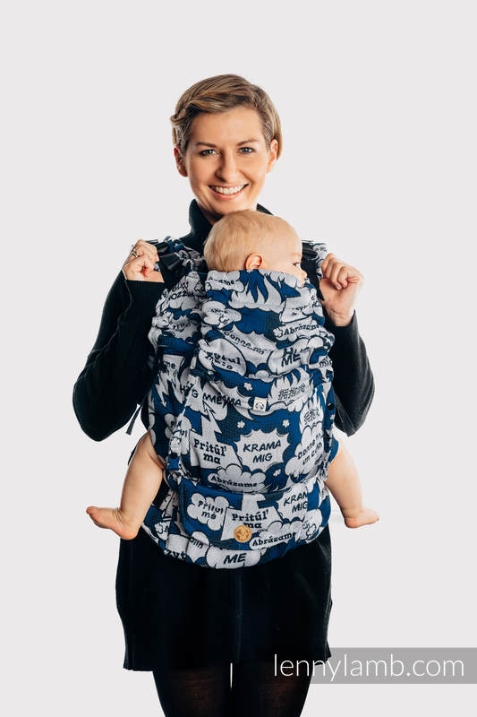 Mochila LennyUpGrade, talla estándar, tejido jaqurad 100% algodón - HUG ME - BLUE #babywearing