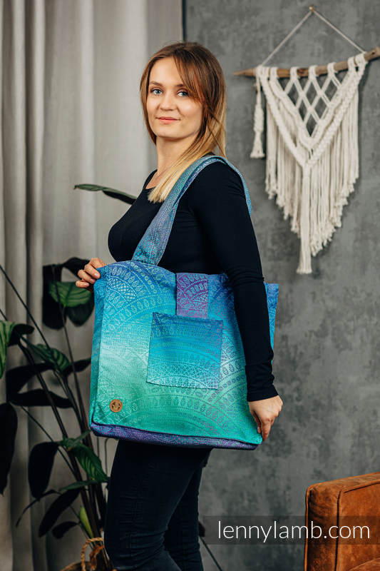 Shoulder bag made of wrap fabric (100% cotton) - PEACOCK’S TAIL - FANTASY - standard size 37cmx37cm #babywearing