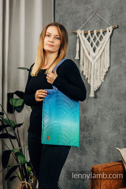 Einkaufstasche, hergestellt aus gewebtem Stoff (100% Baumwolle) - PEACOCK’S TAIL - FANTASY #babywearing