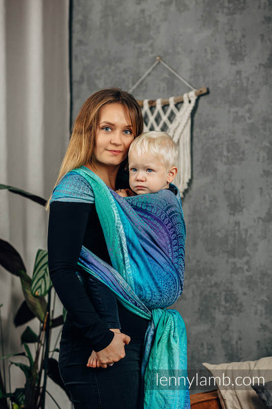 Baby Wrap, Jacquard Weave (100% cotton) - PEACOCK’S TAIL - FANTASY - size L #babywearing