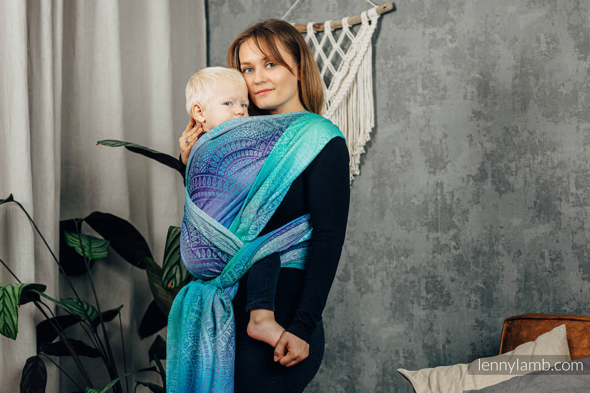Baby Wrap, Jacquard Weave (100% cotton) - PEACOCK’S TAIL - FANTASY- size XL #babywearing