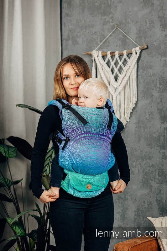 Mochila LennyUpGrade, talla estándar, tejido jaqurad 100% algodón - PEACOCK'S TAIL - FANTASY #babywearing