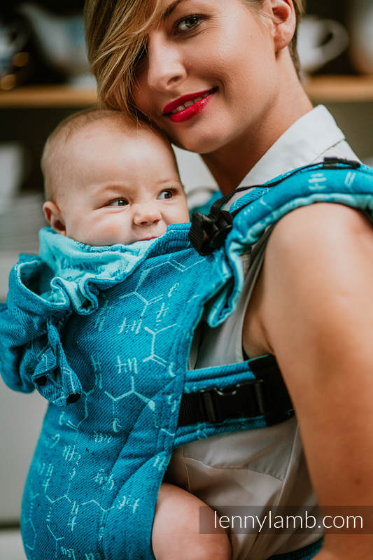 Nosidełko Ergonomiczne LennyGo z tkaniny żakardowej (72% bawełna, 28% jedwab), rozmiar Baby - HORMONY MIŁOŚCI - LOVE OCEAN #babywearing