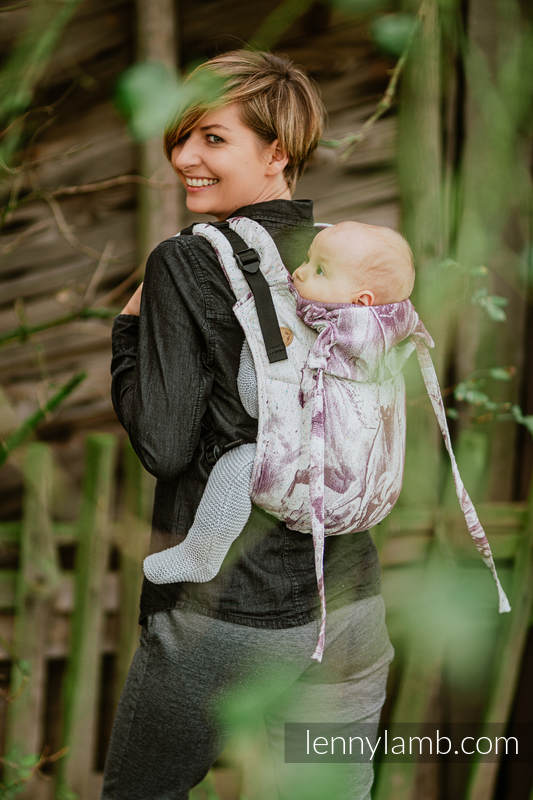 Lenny Buckle Onbuhimo baby carrier, standard size, jacquard weave (78% cotton 22% silk) - GALLOP - RACE #babywearing
