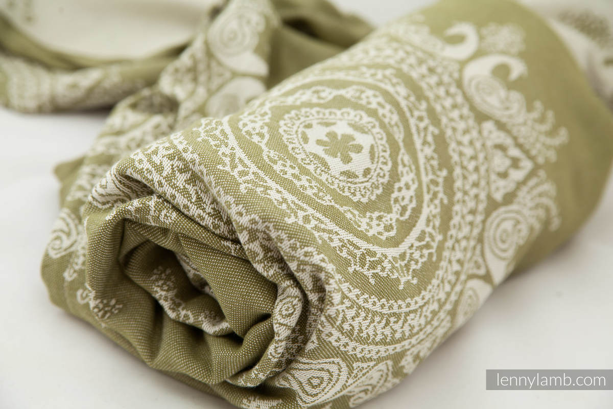 Baby Wrap, Jacquard Weave (100% cotton) - Indian Peacock - Green&White - size L #babywearing