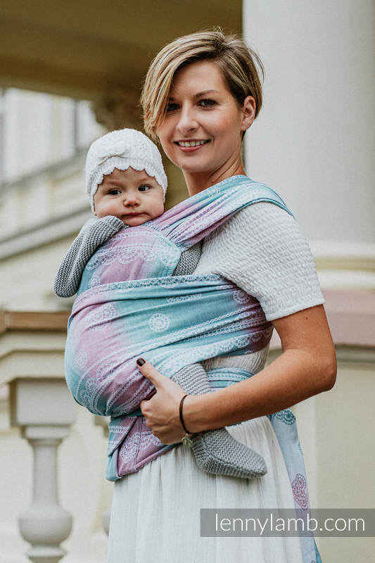 Porte-bébé LennyHybrid Half Buclke, taille standard, jacquard, (91% Coton, 9% Tencel) - UNICORN LACE #babywearing
