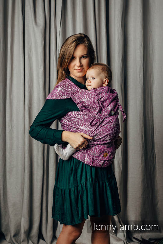 Mochila LennyHybrid Half Buckle, talla estándar, tejido jaqurad 100% lino - LOTUS - PURPLE  #babywearing