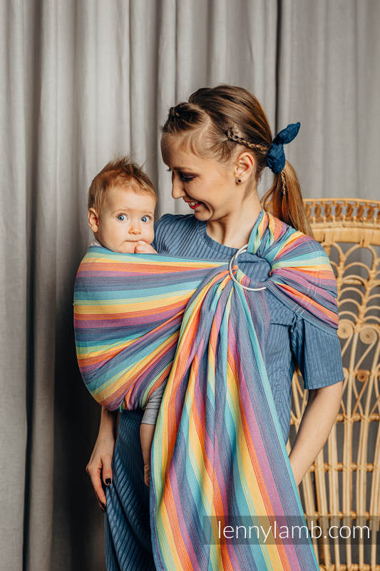 Chusta kółkowa do noszenia dzieci, tkana splotem skośno-krzyżowym, ramię bez zakładek  - bawełniana - Luna - long 2.1m #babywearing