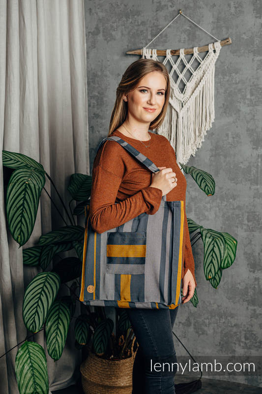 Borsa Shoulder Bag in tessuto di fascia (100% cotone) - SMOKY - HONEY - misura standard 37cm x 37cm  #babywearing