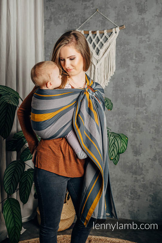 Ring Sling - 100% Cotton - Broken Twill Weave, with gathered shoulder - SMOKY - HONEY #babywearing