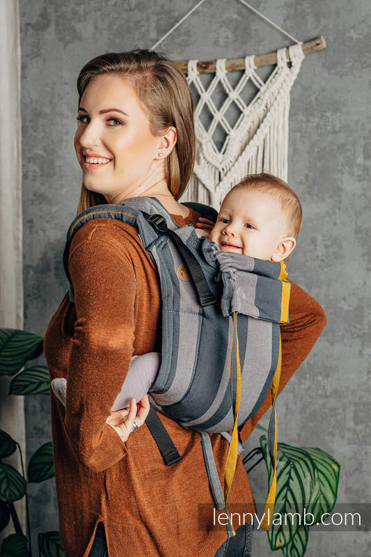 Lenny Buckle Onbuhimo baby carrier, standard size, broken-twill weave (100% cotton) - SMOKY - HONEY (grade B) #babywearing