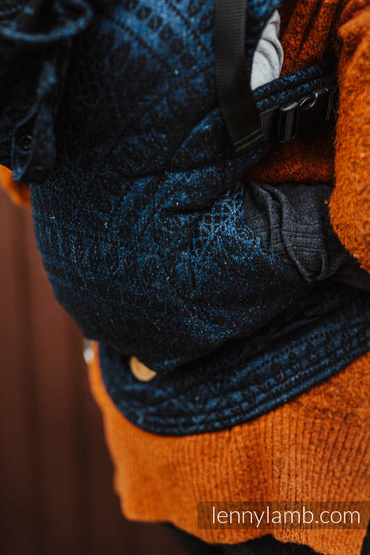 Mochila ergonómica LennyGo, talla Toddler, jacquard (62% algodón, 26% lino, 12% seda tusor) - PEACOCK'S TAIL - SUBLIME #babywearing