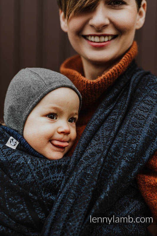 Żakardowa chusta do noszenia dzieci, 62% Bawełna 26% Len 12% Jedwab Tussah - PAWI OGON - SUBLIME - rozmiar XS #babywearing