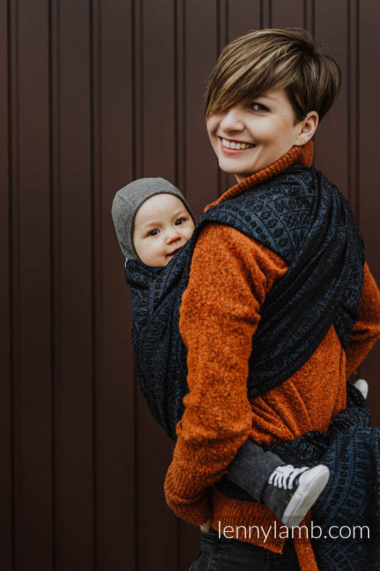 Żakardowa chusta do noszenia dzieci, 62% Bawełna 26% Len 12% Jedwab Tussah - PAWI OGON - SUBLIME - rozmiar XS #babywearing