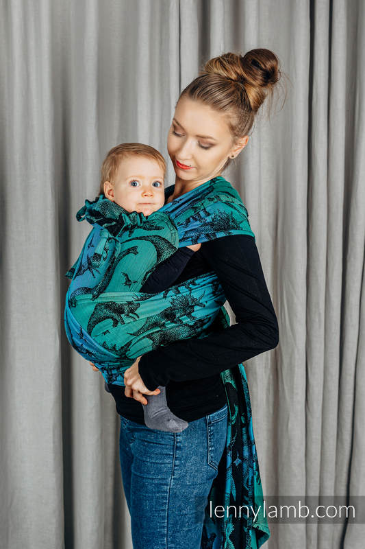WRAP-TAI Mini con cappuccio, tessitura jacquard, 100% cotone - JURASSIC PARK #babywearing