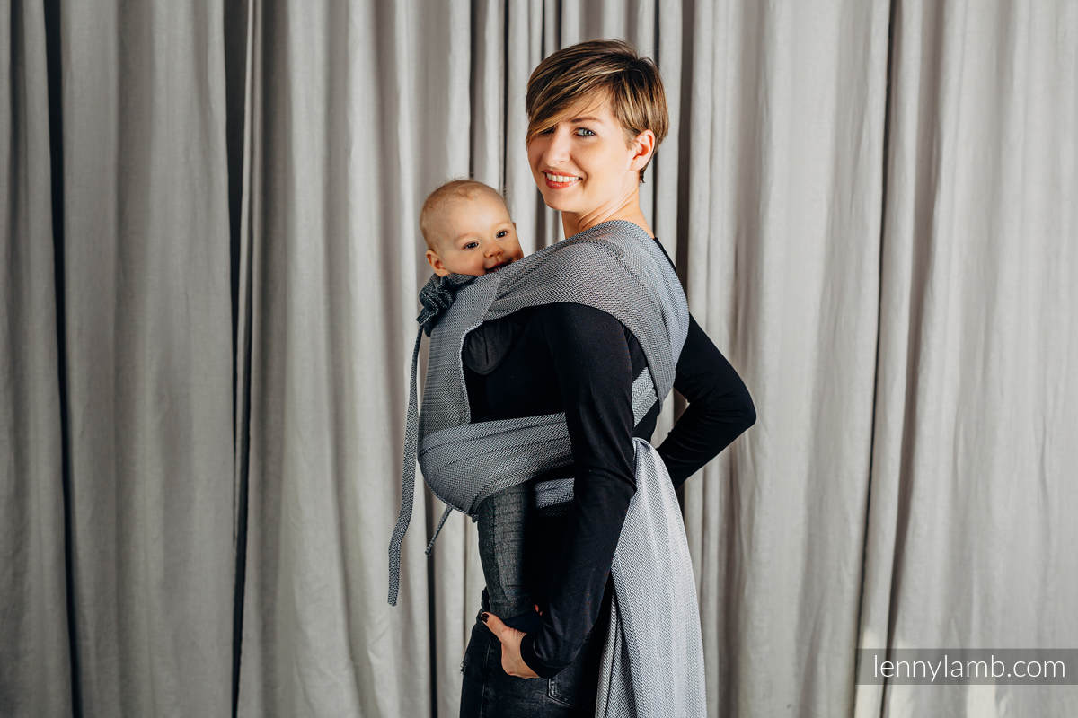 WRAP-TAI portabebé Mini con capucha/ tejido espiga/100% algodón/ LITTLE HERRINGBONE OMBRE GREY  #babywearing