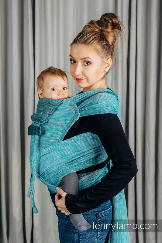 WRAP-TAI carrier Toddler with hood/ herringbone twill / 100% cotton / LITTLE HERRINGBONE OMBRE TEAL  #babywearing
