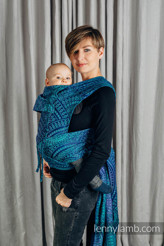 WRAP-TAI Mini con cappuccio, tessitura jacquard, 100% cotone - PEACOCK'S TAIL - PROVANCE #babywearing