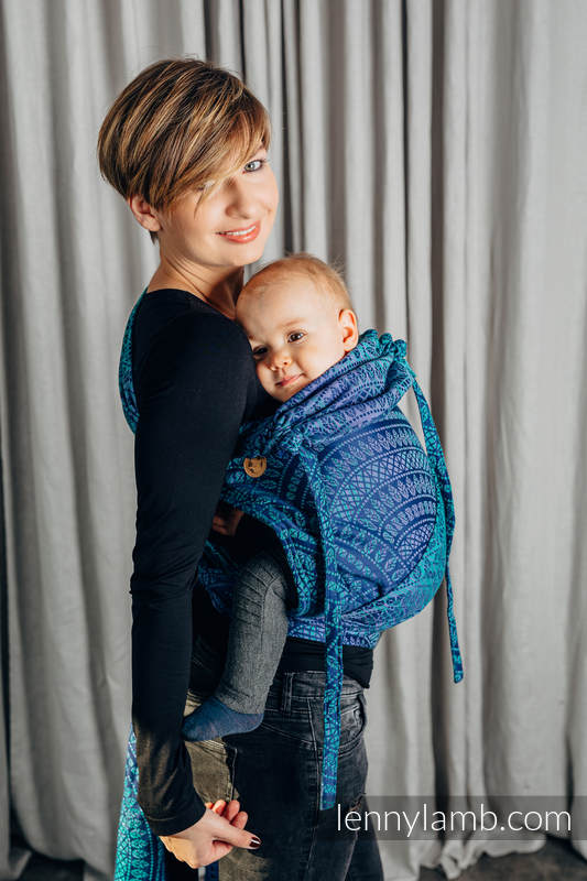 WRAP-TAI portabebé Mini con capucha/ jacquard sarga/100% algodón/ PEACOCK’S TAIL - PROVANCE  #babywearing