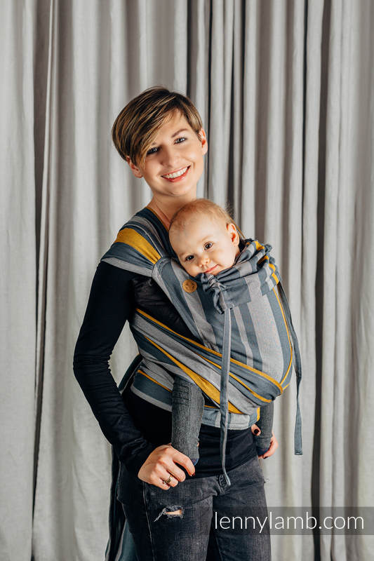WRAP-TAI portabebé Mini, sarga cruzada - 100% algodón - con capucha, SMOKY - HONEY #babywearing