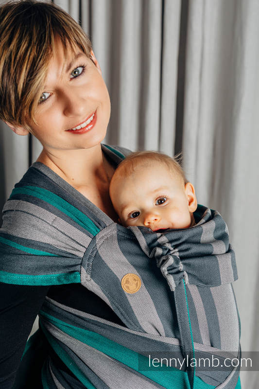 Nosidełko dla dzieci WRAP-TAI TODDLER, 100 % bawełna skośno-krzyżowa, z kapturkiem, SMOKY - MIĘTA  #babywearing