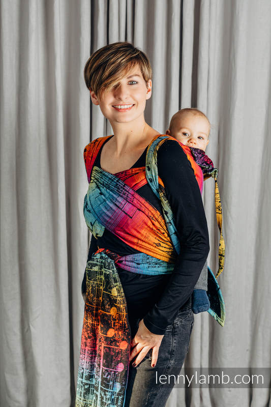 WRAP-TAI Toddler con cappuccio, tessitura jacquard, 100% cotone - SYMPHONY RAINBOW DARK #babywearing