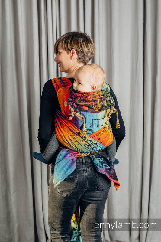 WRAP-TAI mini avec capuche, jacquard/ 100% coton / SYMPHONY RAINBOW DARK #babywearing