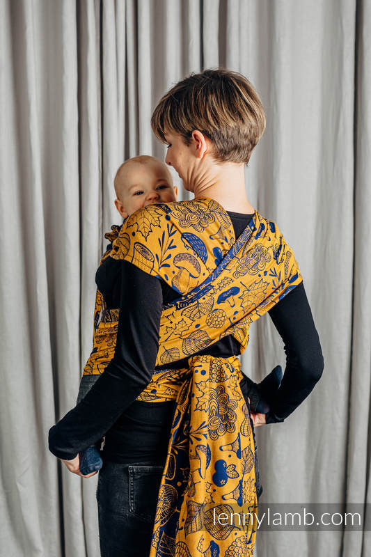 WRAP-TAI mini avec capuche, jacquard/ 100% coton / UNDER THE LEAVES - GOLDEN AUTUMN #babywearing