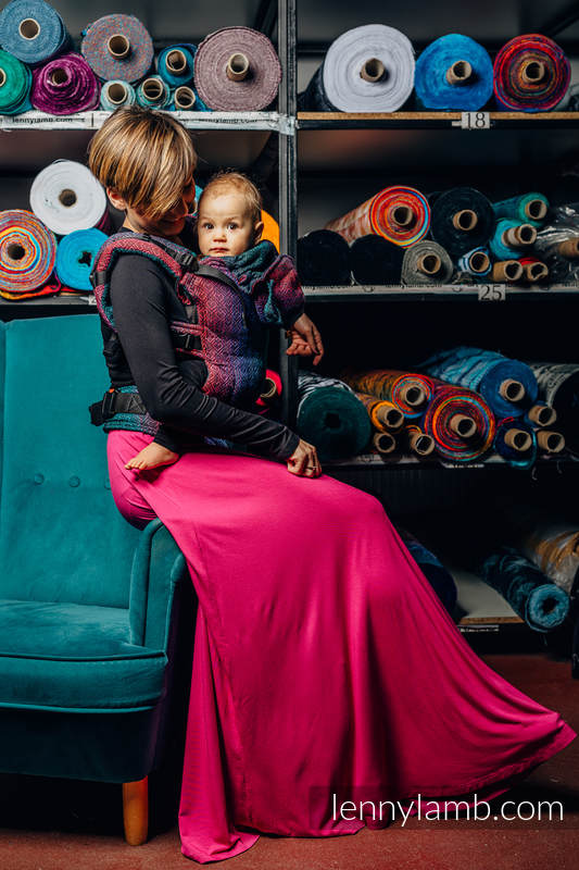 LennyGo Ergonomic Carrier, Baby Size, jacquard weave (60% cotton, 28% Merino wool, 8% silk, 4% cashmere) - BIG LOVE - BLACK OPAL #babywearing