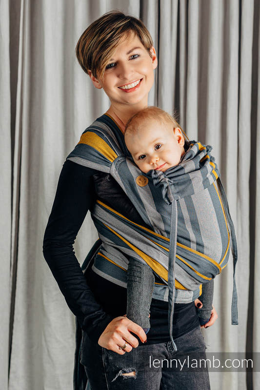 WRAP-TAI portabebé Mini, sarga cruzada - 100% algodón - con capucha, SMOKY - HONEY #babywearing