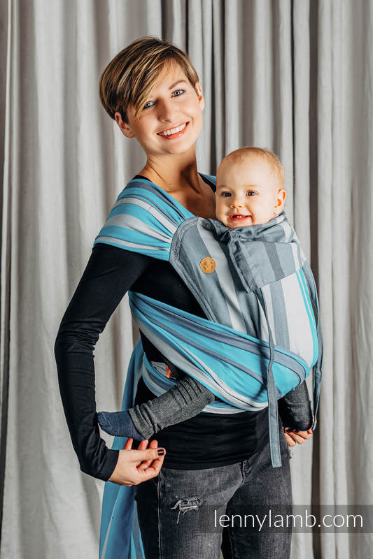 WRAP-TAI carrier Mini, broken-twill weave - 100% cotton - with hood, MISTY MORNING #babywearing