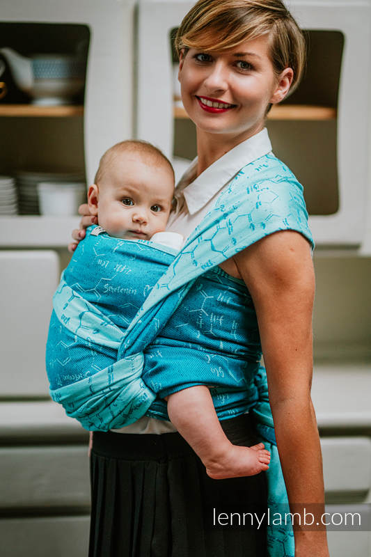 Baby Wrap, Jacquard Weave (72% cotton, 28% silk) - LOVE HORMONES - LOVE OCEAN - size XS #babywearing
