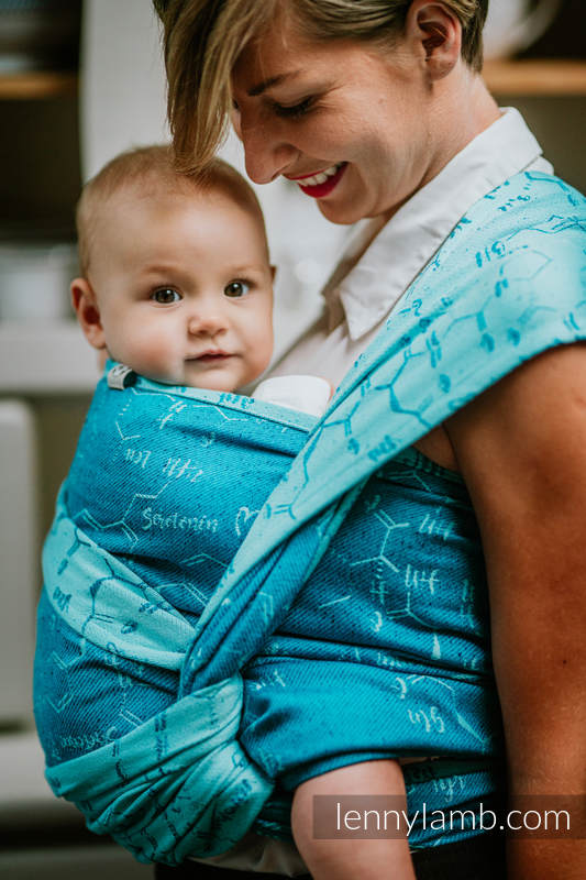 Żakardowa chusta do noszenia dzieci, (72% bawełna, 28% jedwab) - HORMONY MIŁOŚCI - LOVE OCEAN - rozmiar XS #babywearing