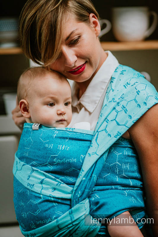 Żakardowa chusta do noszenia dzieci, (72% bawełna, 28% jedwab) - HORMONY MIŁOŚCI - LOVE OCEAN - rozmiar XS #babywearing