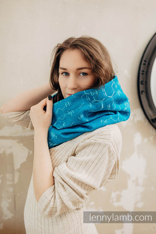Snood Scarf (Outer fabric - 72% cotton, 28% silk; Lining - 100% cotton) - LOVE HORMONES - LOVE OCEAN & TURQUOISE #babywearing