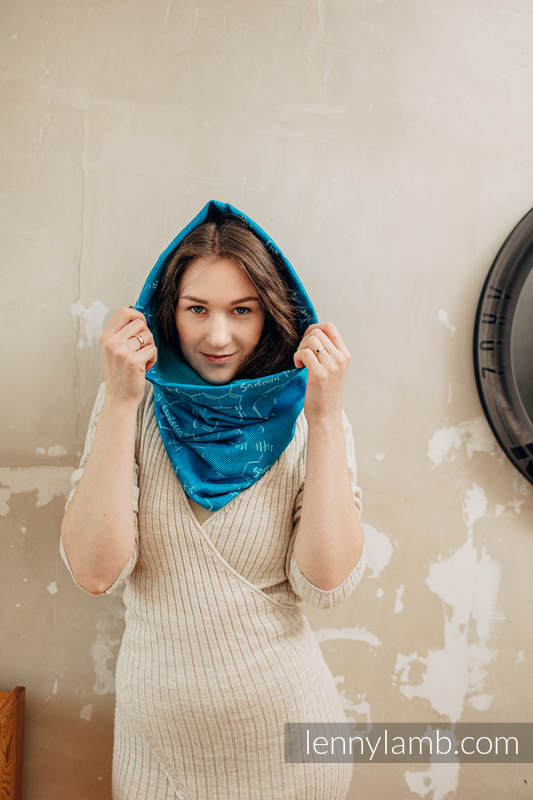 Snood Scarf (Outer fabric - 72% cotton, 28% silk; Lining - 100% cotton) - LOVE HORMONES - LOVE OCEAN & TURQUOISE #babywearing