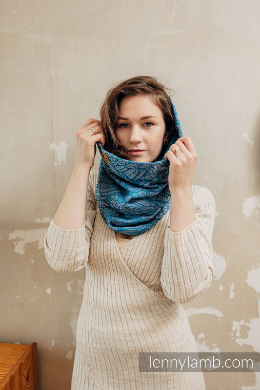 Snood Scarf (Outer fabric - 59% cotton, 28% Merino wool, 9% silk, 4% cashmere; Lining - 100% cotton) - WILD SOUL - LIBERTY & TURQUOISE #babywearing