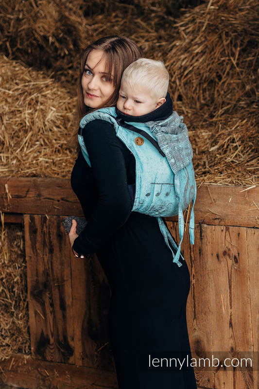 Nosidło Klamrowe ONBUHIMO  z tkaniny żakardowej, (74% bawełna, 13% len, 13% modal), rozmiar standard - SYMFONIA - BLUE MOON #babywearing