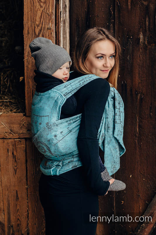 Marsupio Ibrido Semi Strutturato LennyHybrid, misura Standard, tessitura Jacquard, (74% cotone, 13% lino 13% modal) - SYMPHONY - BLUE MOON #babywearing