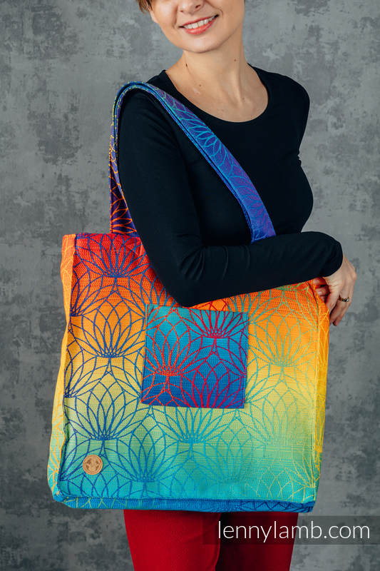 Shoulder bag made of wrap fabric (100% cotton) - RAINBOW LOTUS - standard size 37cmx37cm #babywearing