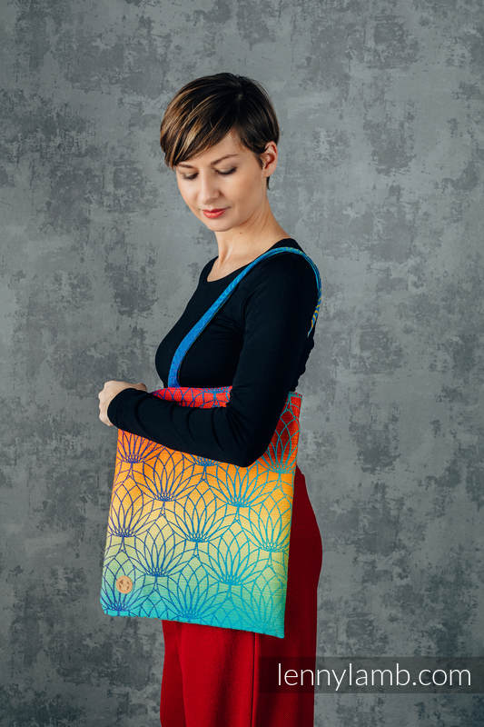 Einkaufstasche, hergestellt aus gewebtem Stoff (100% Baumwolle) - RAINBOW LOTUS  #babywearing