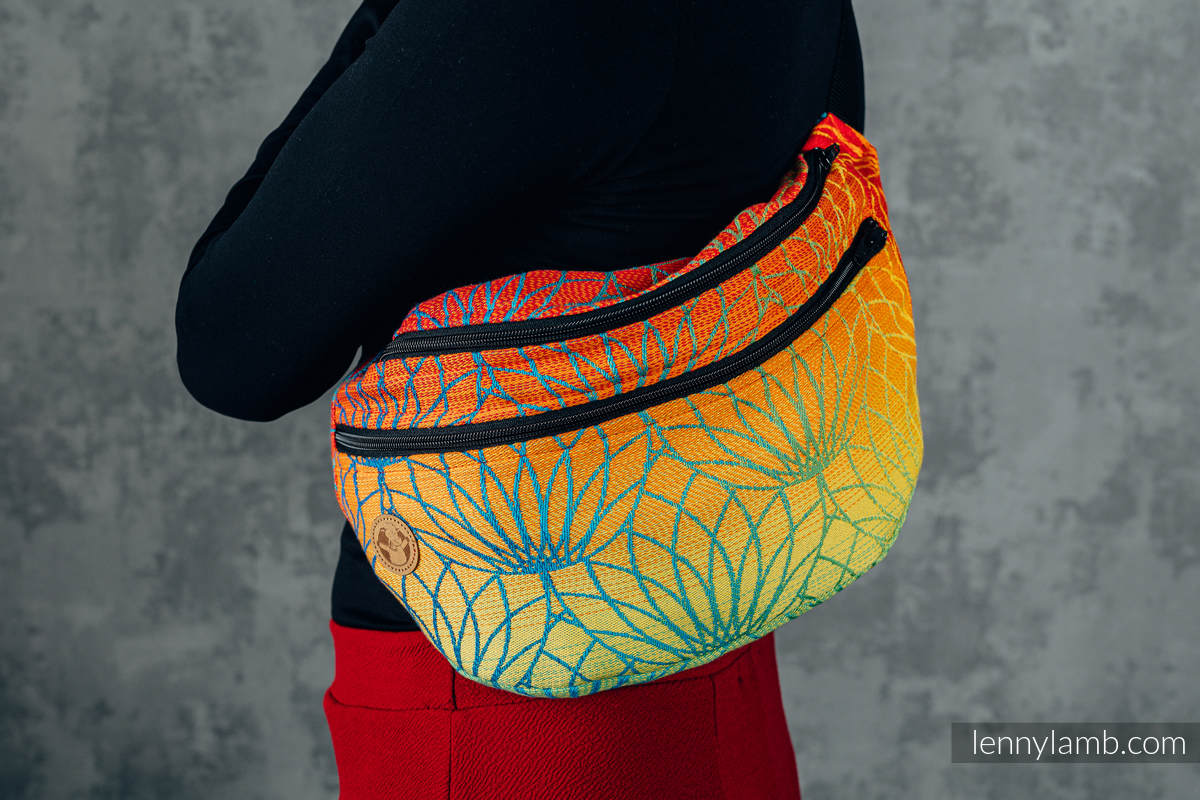 Waist Bag made of woven fabric, size large (100% cotton) - RAINBOW LOTUS  #babywearing