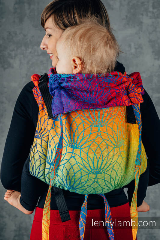Lenny Buckle Onbuhimo baby carrier, standard size, jacquard weave (100% cotton) - RAINBOW LOTUS  #babywearing