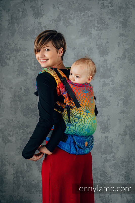 Mochila LennyUpGrade, talla estándar, tejido jaqurad 100% algodón - RAINBOW LOTUS  #babywearing