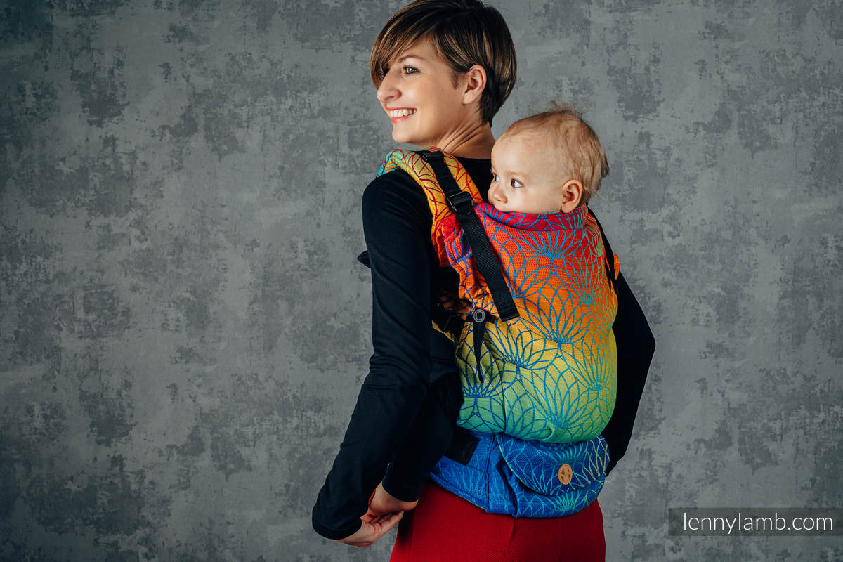 Porte-bébé LennyUpGrade, taille standard, jacquard, 100% coton - RAINBOW LOTUS  #babywearing