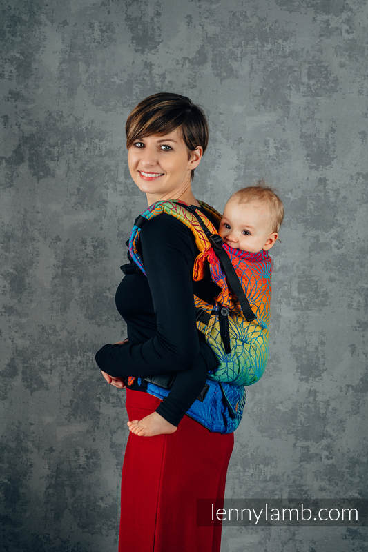 Nosidełko LennyUpGrade z tkaniny żakardowej 100% bawełna , rozmiar standard - TĘCZOWY LOTOS #babywearing