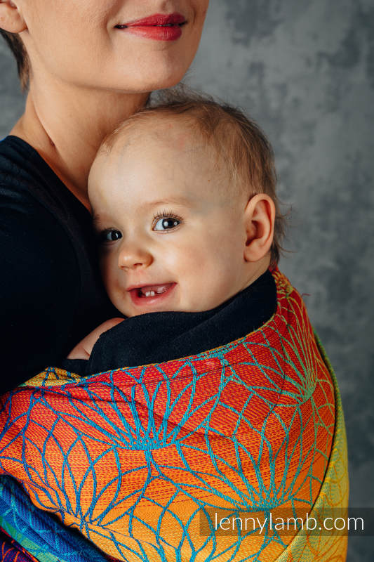 Porte-bébé LennyHybrid Half Buclke, taille standard, jacquard, 100% coton - RAINBOW LOTUS  #babywearing
